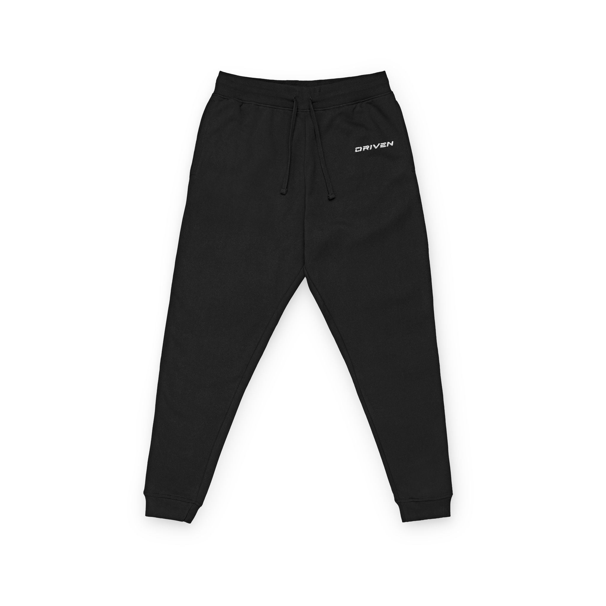 Embroidered Fleece Joggers - Minimal Script Logo Casual Sweatpants