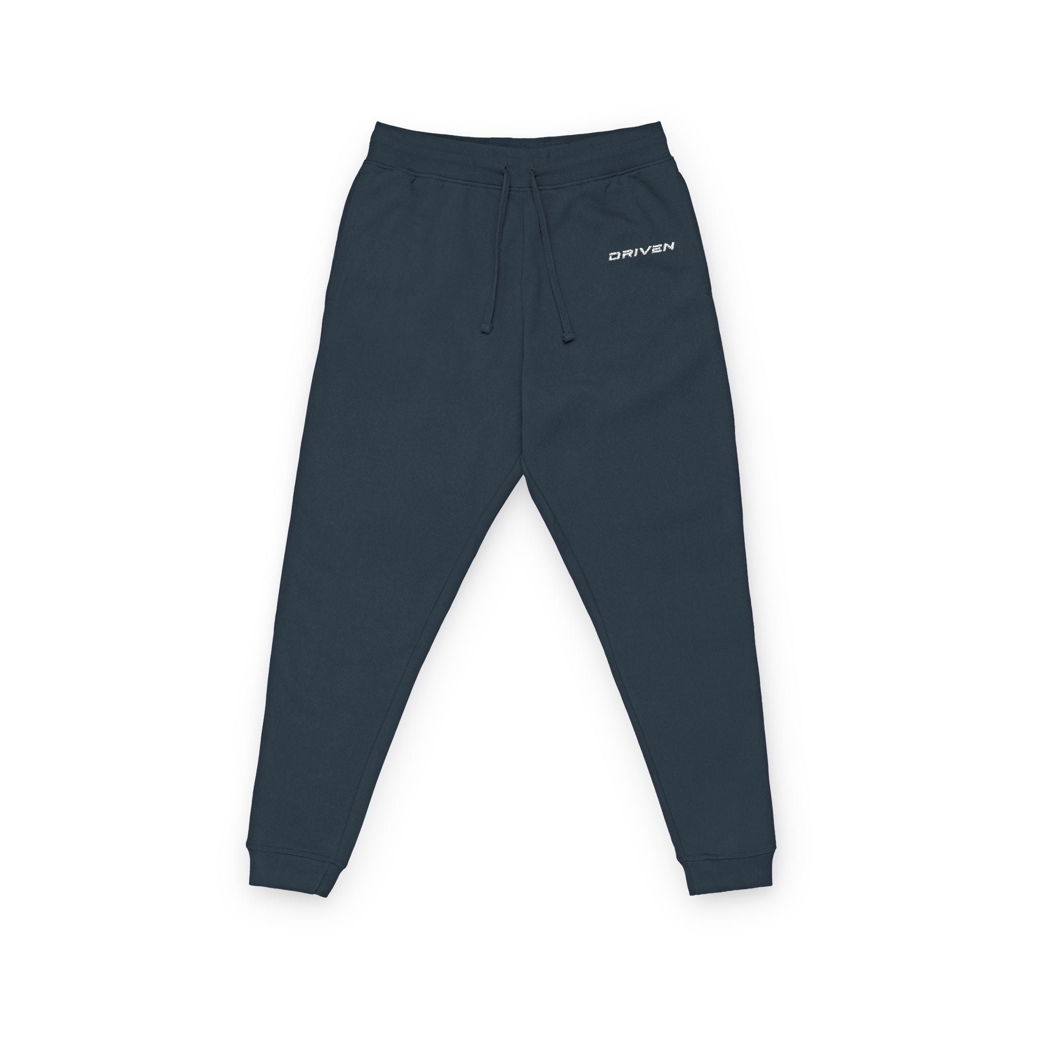 Embroidered Fleece Joggers - Minimal Script Logo Casual Sweatpants